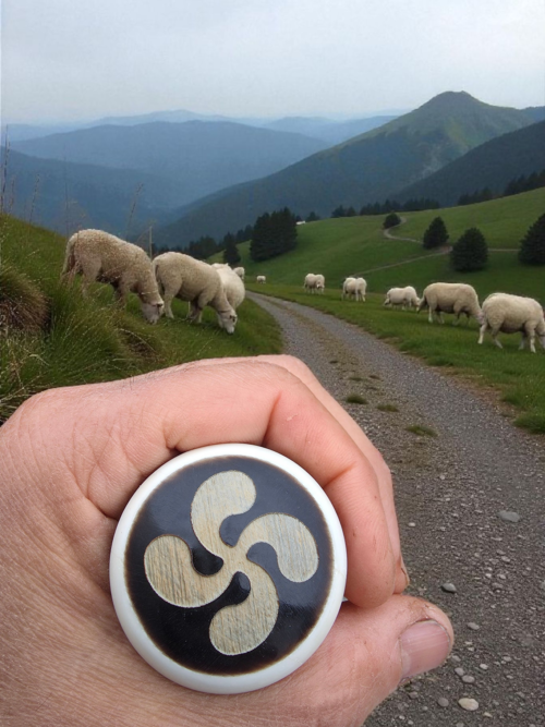 Bâton Basque Terre de bergers pommeau corne et os