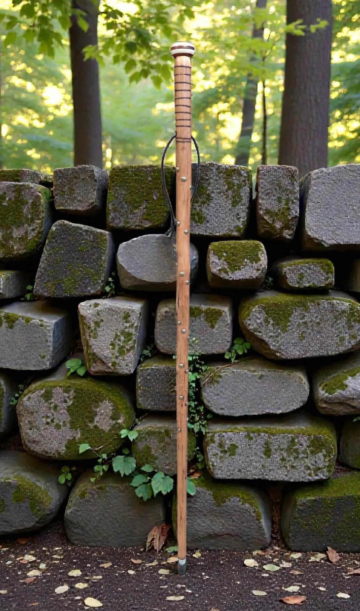 Basque Walking Stick “Terre de bergers” with Wooden and Bone Pommel ...