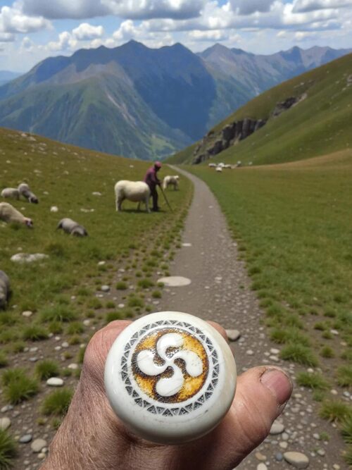 Bâton Basque Terre de bergers pommeau en os